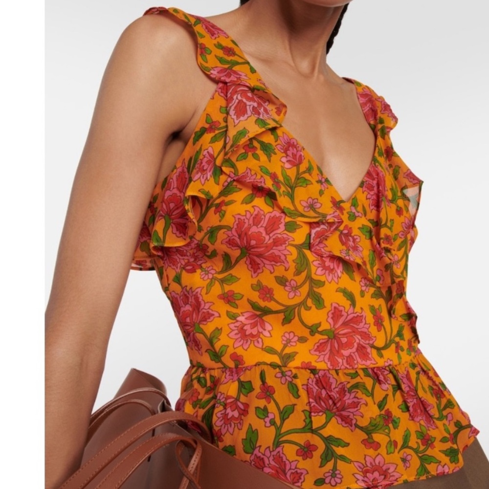 Veronica Beard Randa Floral Surplice Silk Top Size 4